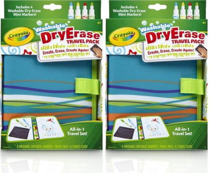 Crayola Washable Dry Erase Travel Pack, Whiteboard for Kids, Ages 4, 5, 6, 7 (Pack of 2) - size: 5 Piece Set (Pack of 2)