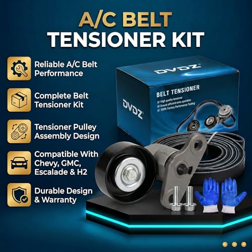 A/C Belt Tensioner Pulley Kit 90K-38159 with 2 Mounting Bolts Compatible with Chevy Tahoe 2000-2008, GMC Yukon 2000-2008, Cadillac Escalade 2002-2008, Chevy Avalanche 2002-2008 – Replace ACK040378HD - size: 90K-38159+BOLT