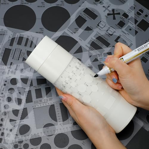 6pcs Circle Templates for Drafting Flexible Circle Stencils with Geometric Shapes 6 Sizes Plastic Measuring Rulers for Drawing Office, School, Architecture and Building Formwork