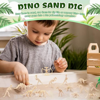 100Pcs Dinosaur Fossil Skeletons Bulk, Mini Dinosaur Bones Figures for Kids - size: 100 Pcs