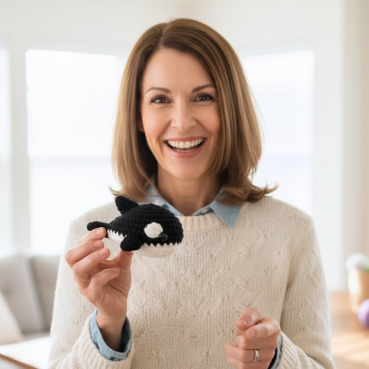 KelliDream Magic Circle Tool Inclusive Learn to Crochet Kit for Beginners; Step-by-Step Video Tutorials; All Supplies to Make Cute Amigurumi (Whale) - color: Whale