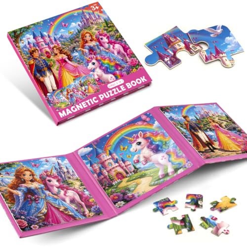 Biarek Princess Unicorn Magnetic Puzzles for Kids 3-5, 61-Piece Set - color: Princess Unicorn - 61 Pieces