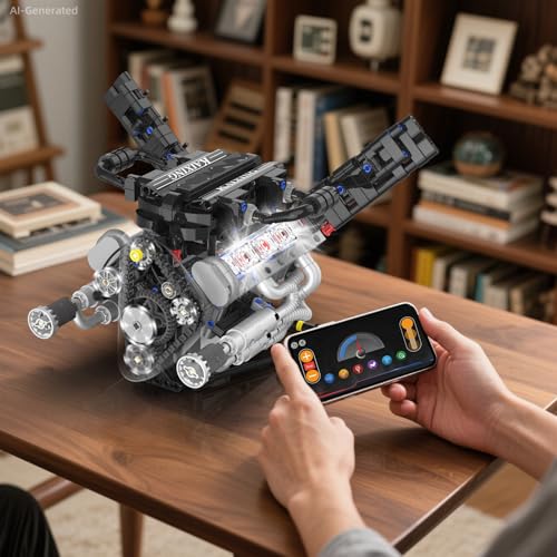 Mini V8 Engine ModelKit that Works for Adults BoysKids,715PCS