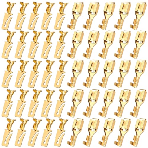 LEIFIDE 50 Pcs Electrical Terminals Kit Compatible with 56 Series, Gold - color: Gold