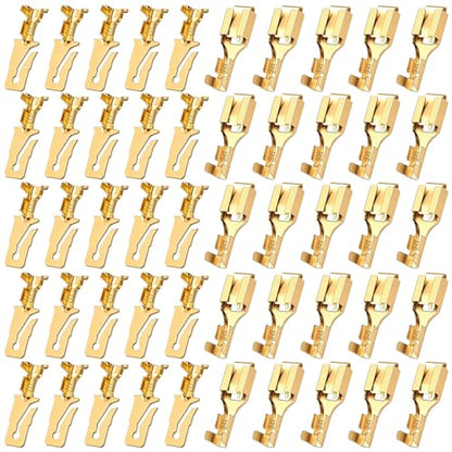 LEIFIDE 50 Pcs Electrical Terminals Kit Compatible with 56 Series, Gold - color: Gold
