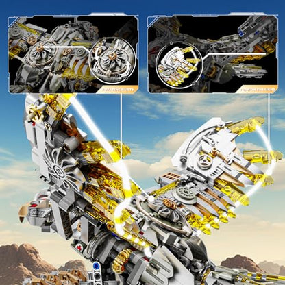 CSNRHG Mechanical Eagle Building Block Set 3D Poseable Model with Articulated Wings & Talons STEM Toy for Kids & Adults Ideal Gift for Engineering, Nature & Animal Lovers - color: Mechanical Eagle