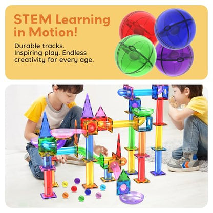 PicassoTiles 4pc Marbles for Magnetic Block Tiles Marble Run Race Track Magnet Building Tile Blocks Racetrack Maze Construction Toys Creative Toy Girls Boys 3 and Up Early Education STEM Learning Kit - style: 4pc Marbles