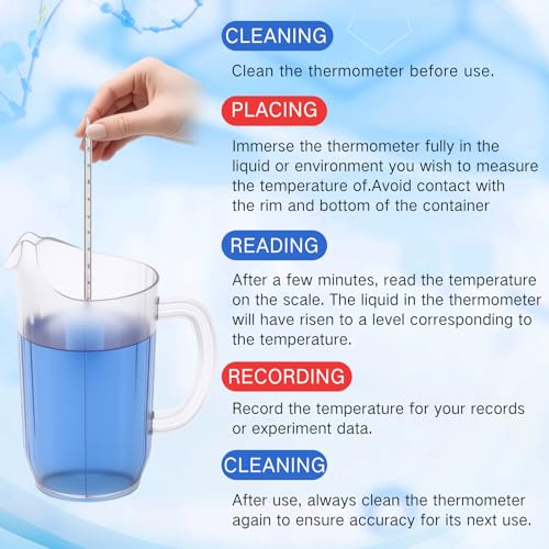 Relaxweex General Purpose Lab Thermometer 12 Inch Total Immersion Glass Liquid in Glass Thermometer for Laboratories Universities Food and Beverage Processing Clear(0 to 230 ℉) - style: 0 to 230 ℉