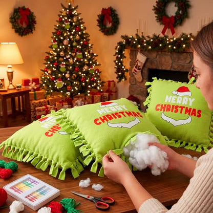 Chunful 6 Sets Christmas Green Monster Tied Pillow Craft Kit - style: Green Monster