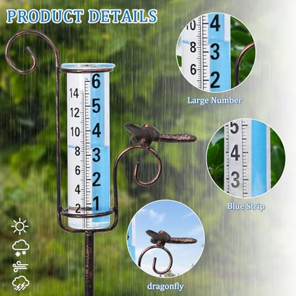 Rain Gauge Outdoor, Dragonfly Rain Gauge for Lawn, Yard and Garden - color: Dragonfly
