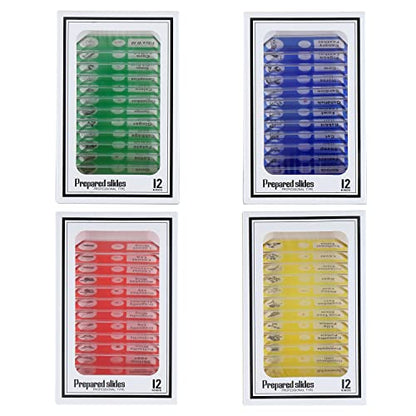 48 PCS Prepared Microscope Slides Set Insects Animals Flowers Plants Plastic Sample Specimens for Students Education