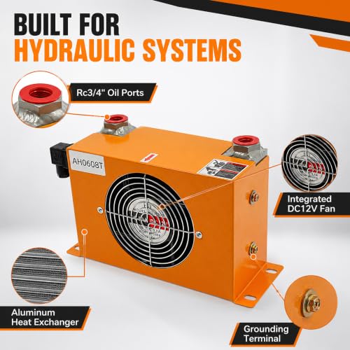 AH0608T-CA Hydraulic Air Oil Cooler 12V DC 60L/min 2MPa - color: AH0608T-CA Hydraulic Air Oil Cooler