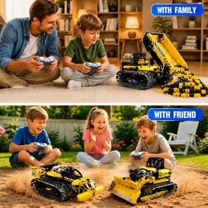 zinat 3 in 1 RC Bulldozer Building Set, STEM Construction Vehicle Kit with App & Remote Control, Tracked Engineering Toy Gift for Kids Boys Girls Ages 6+ - 452Pcs