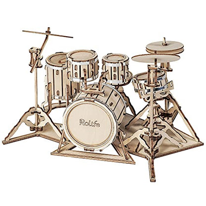 Rolife 3D Wooden Puzzles for Adults, DIY Model Drum kit Crafts for Teens