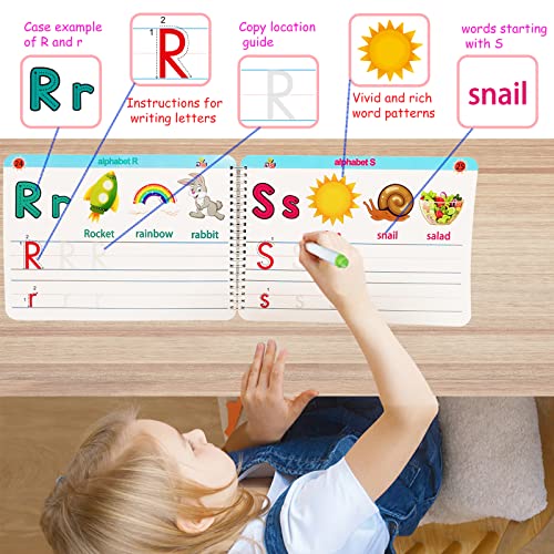 ALIANFLY Preschool Learning Activities Educational Workbook - Toddler Prek Montessori Handwriting Practice Activity Tracing Toys Busy Book for Kids, Autism Learning Materials and ABC Learning Book - color: Blue - General