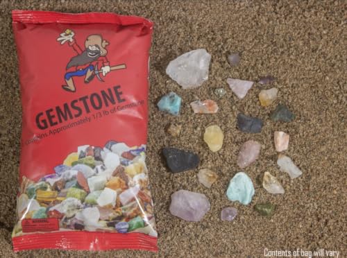Red Gemstone Mining Bag with Real Gems, Crystals & Rough Stones | 2.5 lb