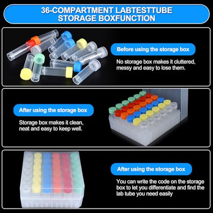 36pcs 5ml vials with caps Plastic Cryogenic Test Tubes with caps lab cryovial Tube Container cryovials with 20pcs 3ML Dropper Pipette (36pcs 5ml Test Tube) - size: 36pcs 5ml test tubes