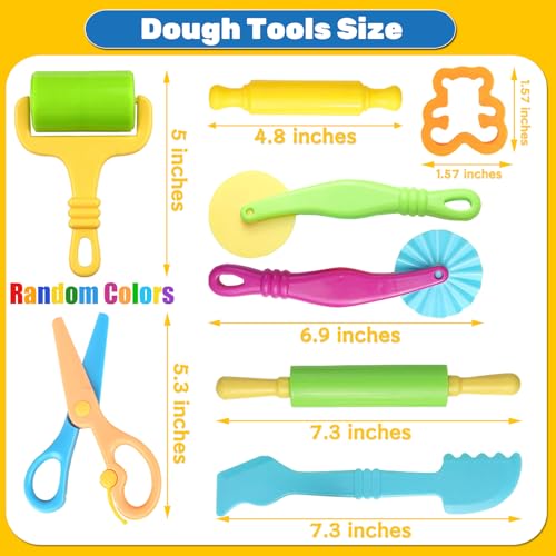 Dough Tools for Kids, 24 Pieces Dough Play Tools Set with Rolling Pins,Cutters,Dough Extruders,Scissor - style: 24 pcs