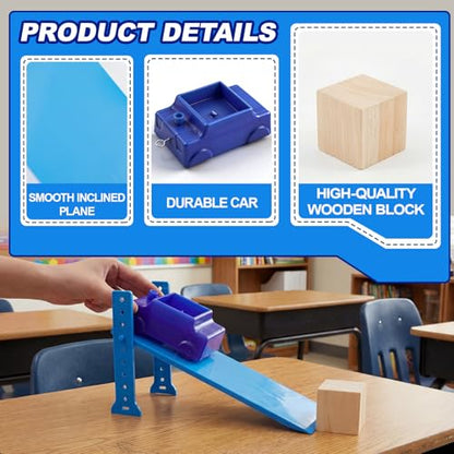 3 Pcs Inclined Plane Physics Kit with Cart & Block