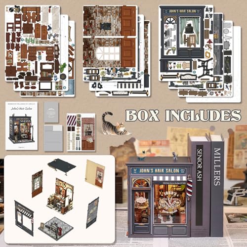 Cutefun Book Nook Kit - DIY Miniature Dollhouse Kit for Adults and Teens - color: John's Hair Salon