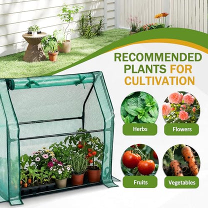 Outvita Mini Greenhouse, 2-Layer PE Cover, 36"x18"x33", Outdoor - style: 1 tier 3'x3’
