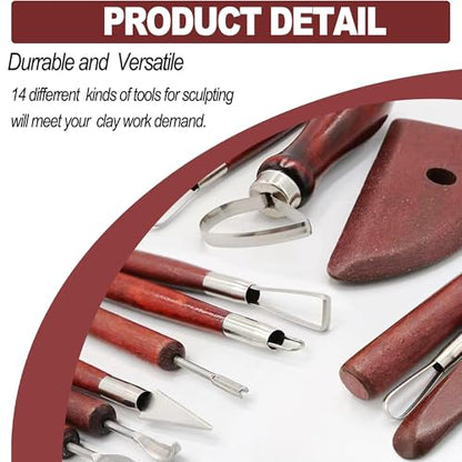 LINPHCEY 14-Piece Clay Sculpting Tools Set Perfect for Polymer Air Dry Modeling Clay Beginners & Professionals Ideal for DIY Pottery & Ceramics Tools for Clay Sculpey Sculpting & Crafting - color: 14PCS/SET