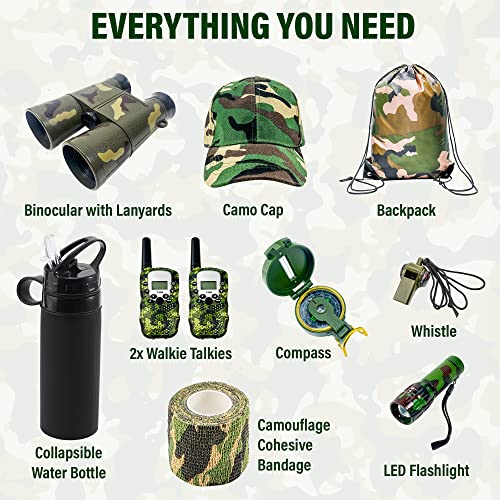 Kids Explorer Kit with Binoculars & Walkie Talkies – Outdoor Camping Gear