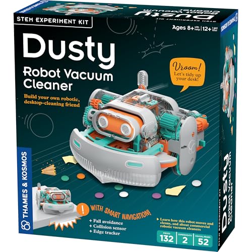 Thames & Kosmos Dusty Robot Vacuum Cleaner STEM Kit | Build a Desktop Robotic Vacuum with Sensors, Explore Robotics, Engineering & Mechanical Devices, Fun Gift for Ages 8+ or Adults