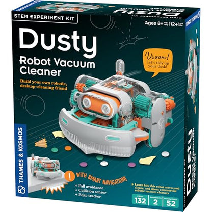 Thames & Kosmos Dusty Robot Vacuum Cleaner STEM Kit | Build a Desktop Robotic Vacuum with Sensors, Explore Robotics, Engineering & Mechanical Devices, Fun Gift for Ages 8+ or Adults