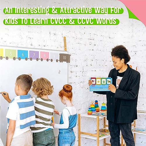 CVCC & CCVC Flip Charts, 40 Words Builder Phonic Games Freestanding Flip Chart Manipulative Spelling Toy Educational Learning Tool for Student Teacher School Supplies - style: CVCC & CCVC Word