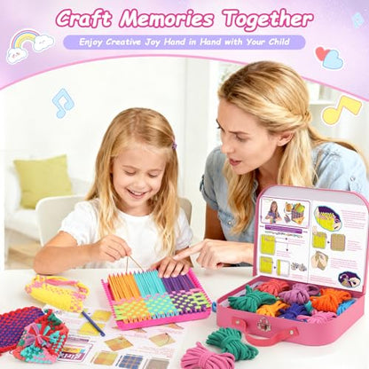 Combaybe Weaving Loom Kit Toys Gift for Kids and Adults–DIY Arts and Crafts Beginner-Friendly Potholder Loom Kit with Loops Tools Funny Birthday Gifts Toys for Girls Ages 5 6 7 8-12 13 Years Old - style: Weaving Loom Kit