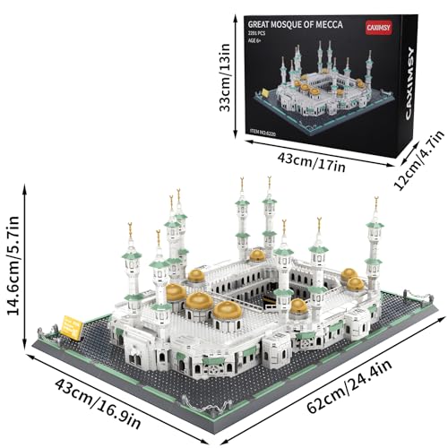 CAXIMSY Great Mosque of Mecca Building Blocks Set Islamic Masjid Architectural Model Toys Muslim Eid Gifts for Kids Adult 2291 Pieces - color: Mjdqzs Architecture