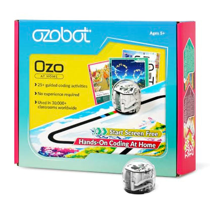 Ozobot Ozo at Home: Interactive STEM Coding Robot for Kids Ages 5+, Screen-Free Learning with Color Code Markers, Blockly Programming, Includes Charging Cable & Protective Case, Homeschool Approved