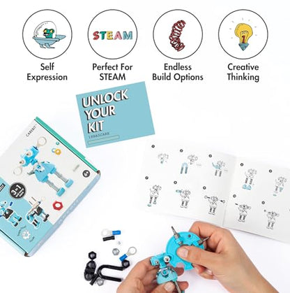 The Off Bits CareBit Build Your Own Robot Toy Construction Set, Educational Gift STEM Activities Learning Kit, Creative Build and Play Model Kit Steam Toys for 6 7 8 9 10+ Year Old Boys & Girls - style: CareBit