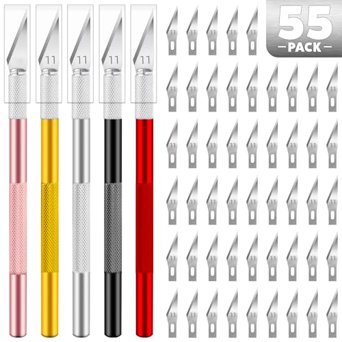 55PCS Exacto Knife Set, Craft Knife, Hobby Knives with 50PCS Blades - style: Multi-3 – 5 Knives / 50 Blades