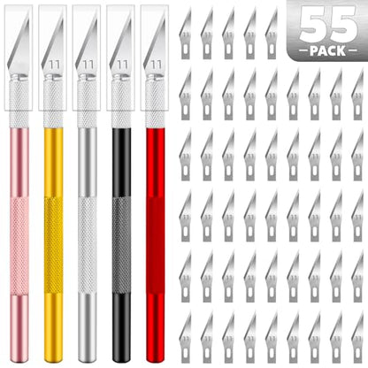 55PCS Exacto Knife Set, Craft Knife, Hobby Knives with 50PCS Blades - style: Multi-3 – 5 Knives / 50 Blades