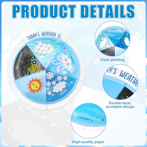RoundFunny 24 Set Weather Wheels Crafts Kit for Kids Weather Chart for Preschool Classroom Weathers Station Educational and Learning Activities Toys (Not Included Glue)