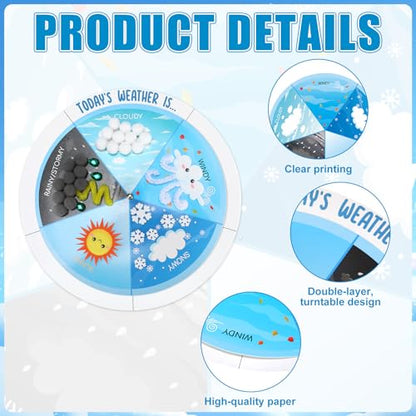 RoundFunny 24 Set Weather Wheels Crafts Kit for Kids Weather Chart for Preschool Classroom Weathers Station Educational and Learning Activities Toys (Not Included Glue)