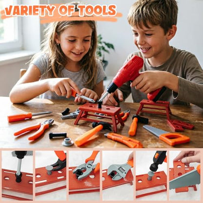 Kids Tool Set Toddler Tool Box Kit Construction Toys for Ages 3-5 - color: Orange-01