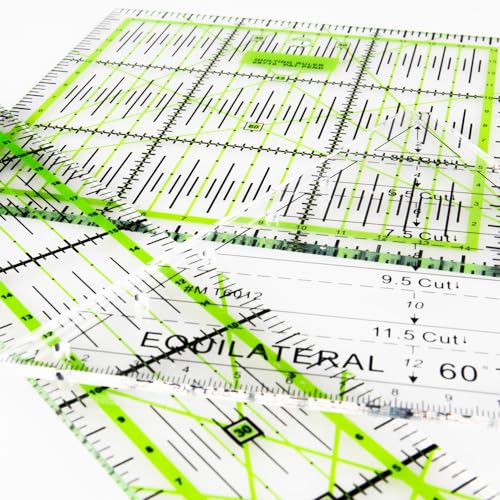 Craft County Acrylic Sewing Rulers – Transparent Measuring Tools for Sewing, Quilting, and DIY Crafts – Bundle (Square, Triangle, and Rectangle) - style: Bundle