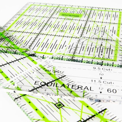 Craft County Acrylic Sewing Rulers – Transparent Measuring Tools for Sewing, Quilting, and DIY Crafts – Bundle (Square, Triangle, and Rectangle) - style: Bundle