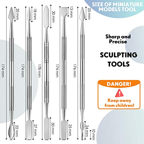 Honoson 5 Pcs Miniature Sculpting Tools, Double-Ended Steel Modeling