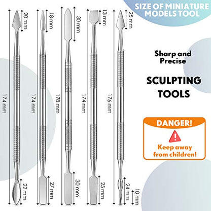 Honoson 5 Pcs Miniature Sculpting Tools, Double-Ended Steel Modeling