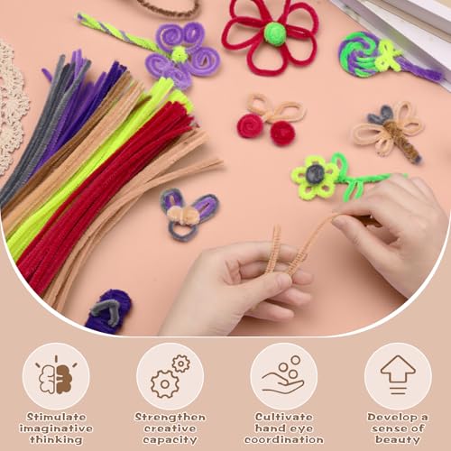 100 PCS Pipe Cleaners Craft, Light Brown Pipe Cleaners Bulk, Chenille Stem - color: Beige