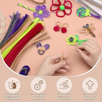 100 PCS Pipe Cleaners Craft, Light Brown Pipe Cleaners Bulk, Chenille Stem - color: Beige