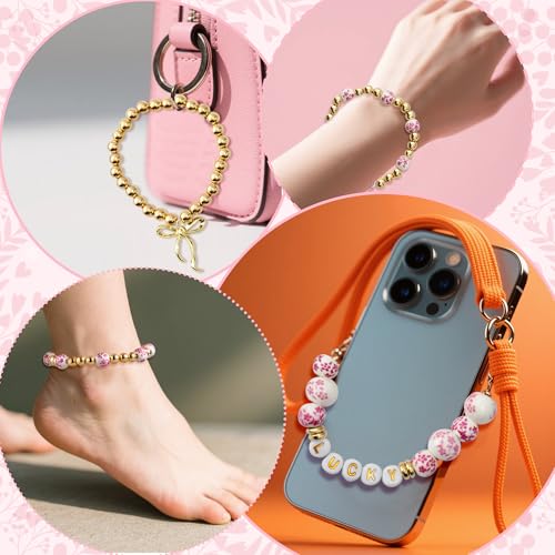 OSNIE Pink Ceramic Beads Kit for Bracelets Making- 681 Bow Letters Jewelry - color: Pink