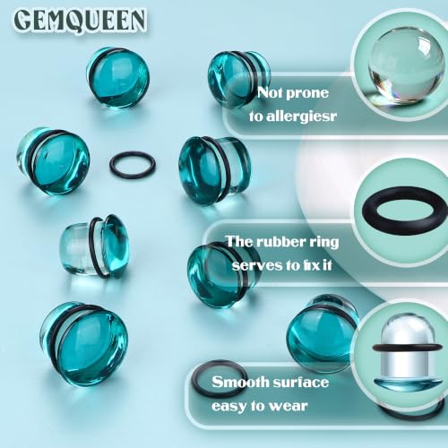 GEMQUEEN 24 Pcs 0.5mm Increments Glass Ear Stretching Kit Hypoallergenic - color: Blue, size: 17mm-20mm | 8pcs