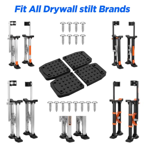4Pc Drywall Stilt Sole Replacement Kit Non Slip Rubber Floor Pad with Screw