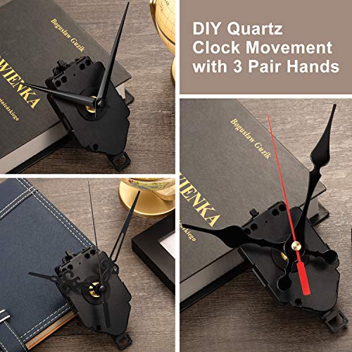 Hicarer Quartz Pendulum Clock Mechanism Clock Replacement, 3 Pairs Hands