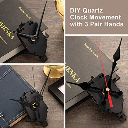 Hicarer Quartz Pendulum Clock Mechanism Clock Replacement, 3 Pairs Hands